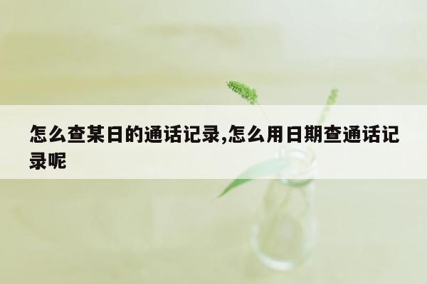 怎么查某日的通话记录,怎么用日期查通话记录呢