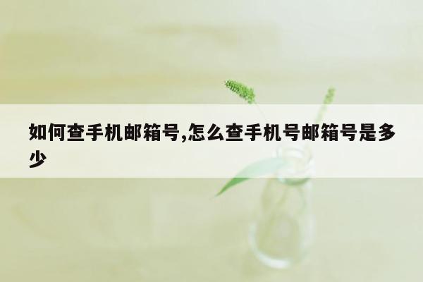 如何查手机邮箱号,怎么查手机号邮箱号是多少