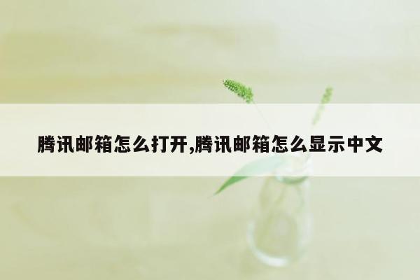 腾讯邮箱怎么打开,腾讯邮箱怎么显示中文