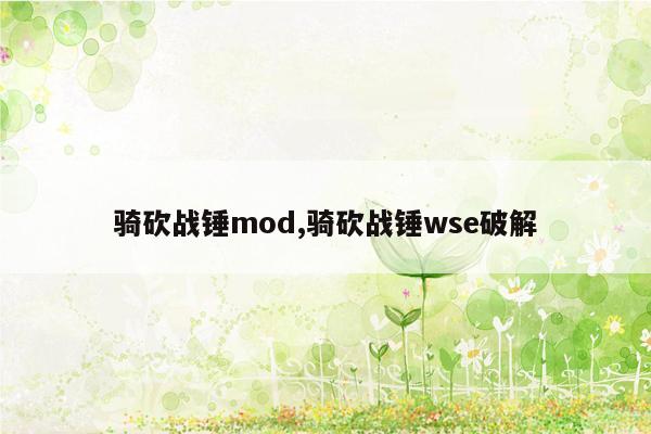 骑砍战锤mod,骑砍战锤wse破解