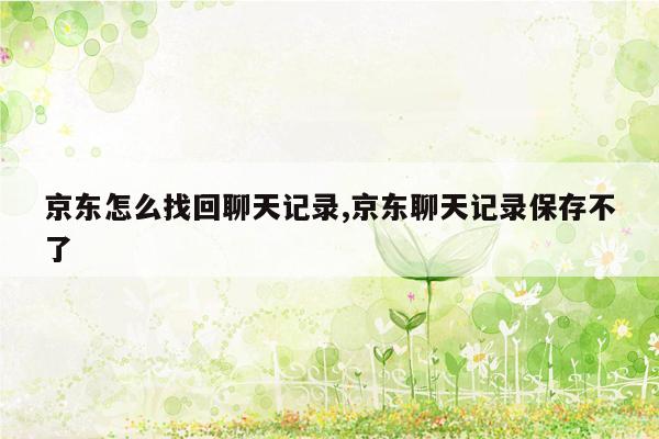 京东怎么找回聊天记录,京东聊天记录保存不了