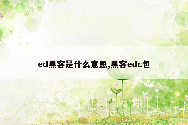 ed黑客是什么意思,黑客edc包