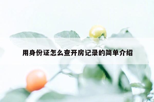 用身份证怎么查开房记录的简单介绍