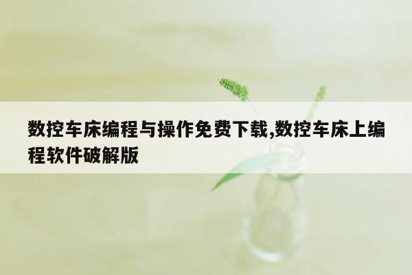 数控车床编程与操作免费下载,数控车床上编程软件破解版