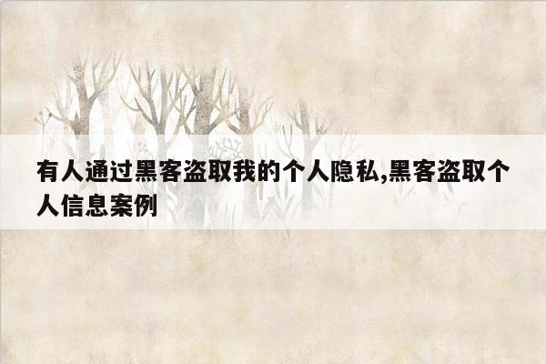 有人通过黑客盗取我的个人隐私,黑客盗取个人信息案例