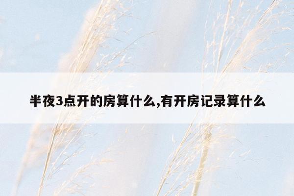 半夜3点开的房算什么,有开房记录算什么
