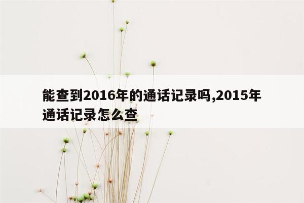 能查到2016年的通话记录吗,2015年通话记录怎么查