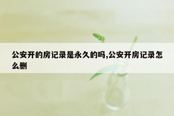 公安开的房记录是永久的吗,公安开房记录怎么删