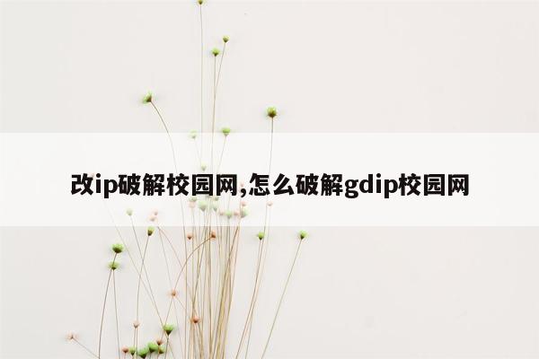 改ip破解校园网,怎么破解gdip校园网