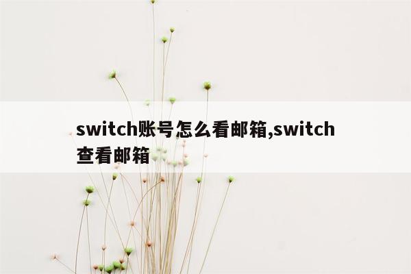 switch账号怎么看邮箱,switch查看邮箱