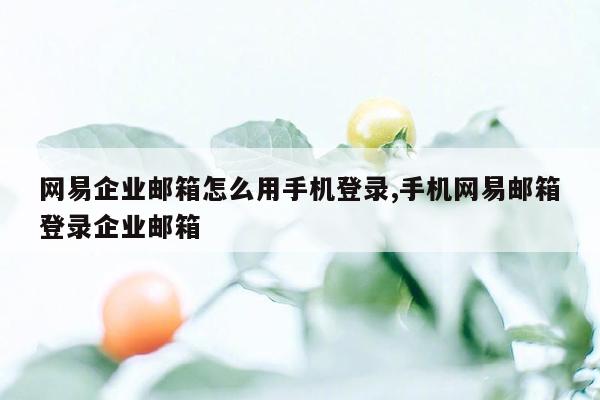 网易企业邮箱怎么用手机登录,手机网易邮箱登录企业邮箱