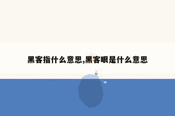 黑客指什么意思,黑客眼是什么意思