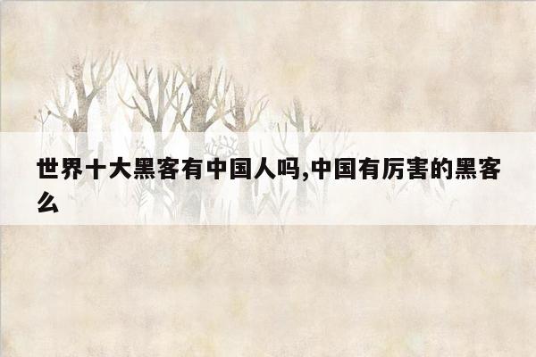 世界十大黑客有中国人吗,中国有厉害的黑客么