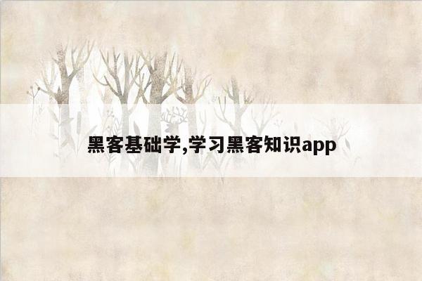 黑客基础学,学习黑客知识app