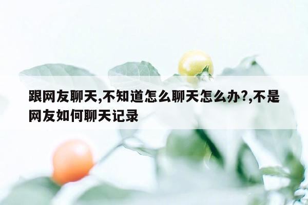 跟网友聊天,不知道怎么聊天怎么办?,不是网友如何聊天记录