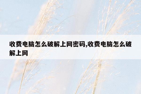 收费电脑怎么破解上网密码,收费电脑怎么破解上网
