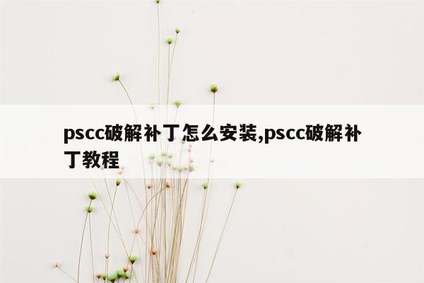 pscc破解补丁怎么安装,pscc破解补丁教程