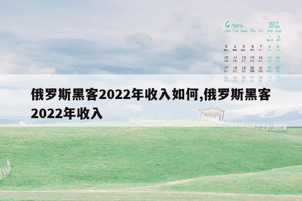 俄罗斯黑客2022年收入如何,俄罗斯黑客2022年收入