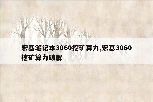 宏基笔记本3060挖矿算力,宏基3060挖矿算力破解