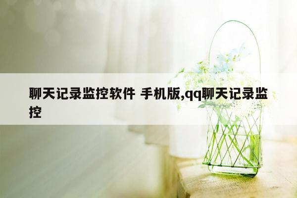 聊天记录监控软件 手机版,qq聊天记录监控