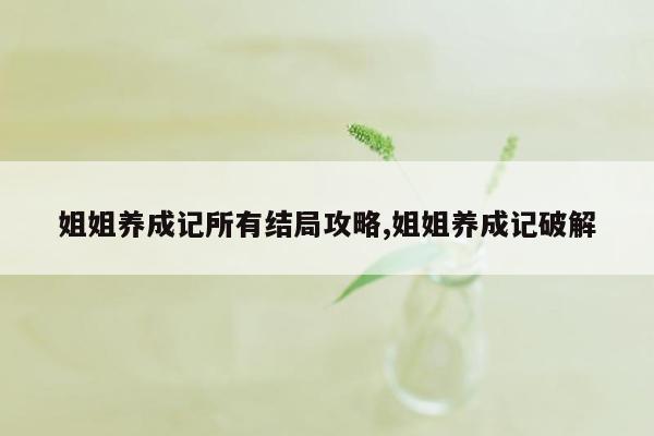 姐姐养成记所有结局攻略,姐姐养成记破解