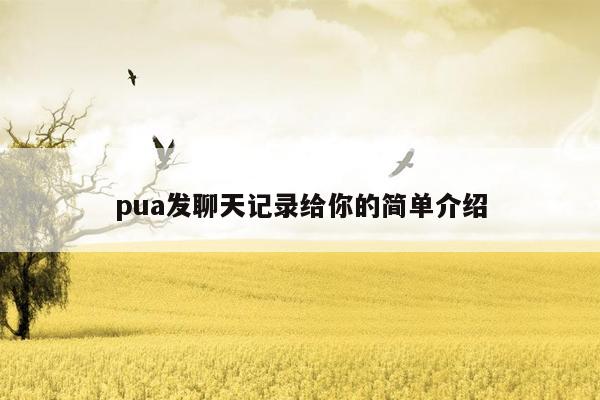 pua发聊天记录给你的简单介绍