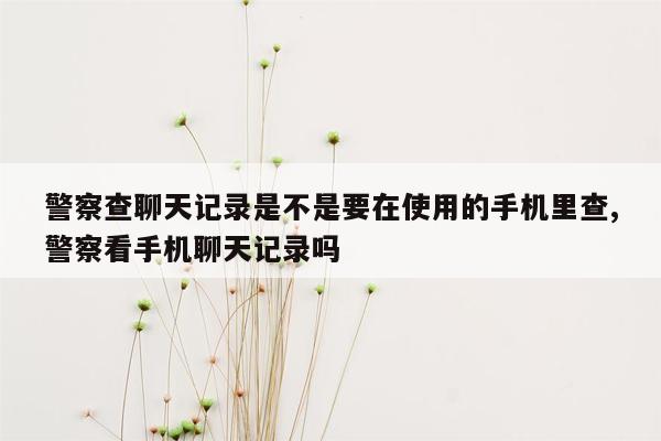 警察查聊天记录是不是要在使用的手机里查,警察看手机聊天记录吗