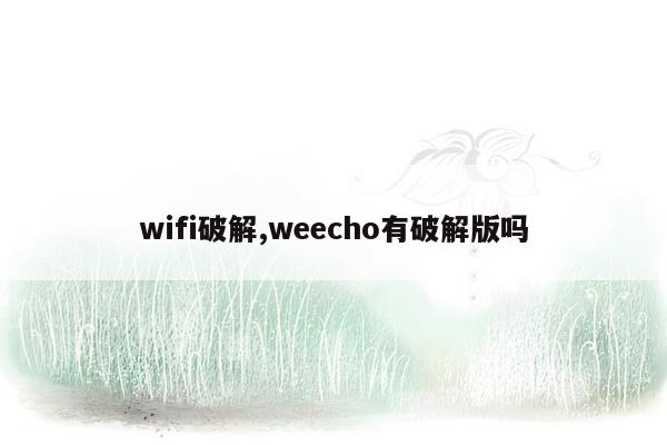 wifi破解,weecho有破解版吗