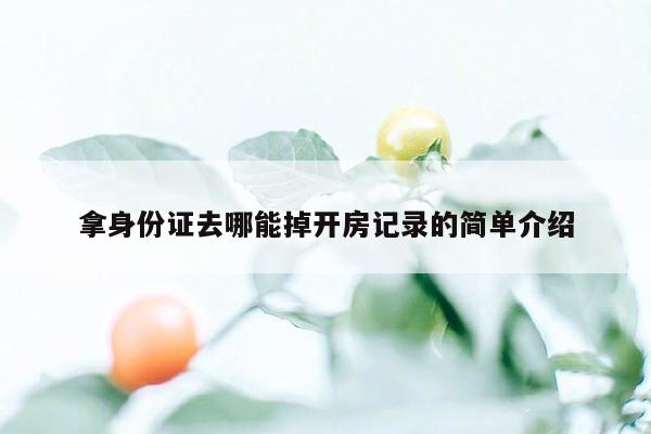 拿身份证去哪能掉开房记录的简单介绍