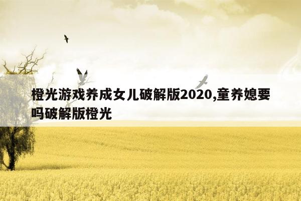 橙光游戏养成女儿破解版2020,童养媳要吗破解版橙光