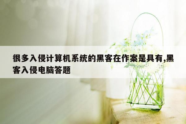 很多入侵计算机系统的黑客在作案是具有,黑客入侵电脑答题