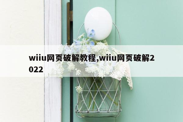 wiiu网页破解教程,wiiu网页破解2022