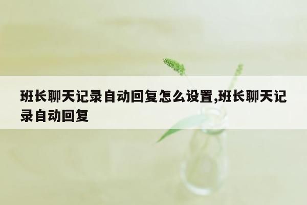 班长聊天记录自动回复怎么设置,班长聊天记录自动回复