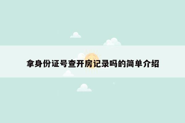 拿身份证号查开房记录吗的简单介绍