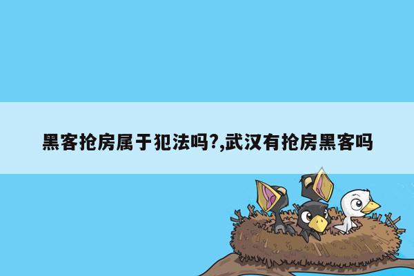 黑客抢房属于犯法吗?,武汉有抢房黑客吗