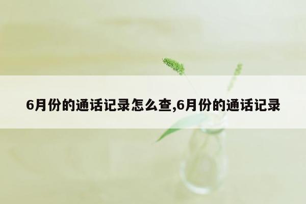 6月份的通话记录怎么查,6月份的通话记录