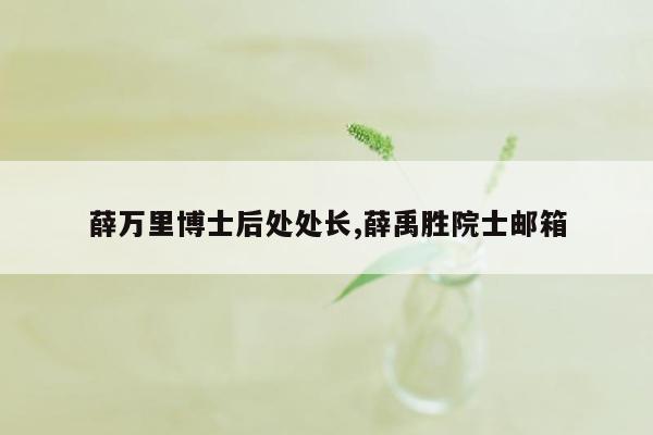 薛万里博士后处处长,薛禹胜院士邮箱