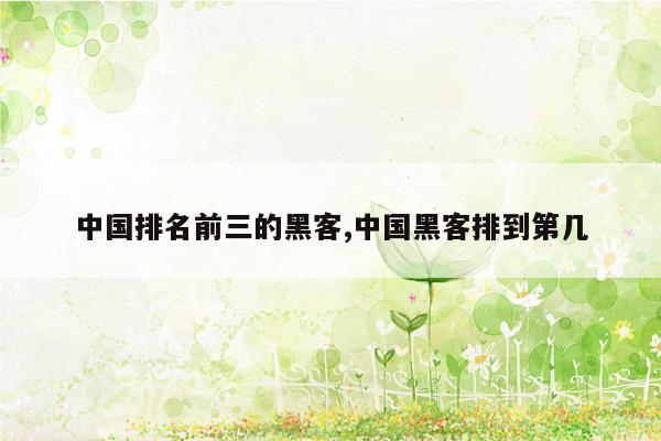 中国排名前三的黑客,中国黑客排到第几
