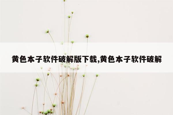 黄色本子软件破解版下载,黄色本子软件破解