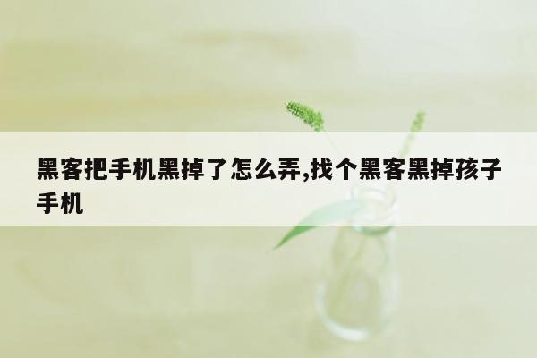 黑客把手机黑掉了怎么弄,找个黑客黑掉孩子手机