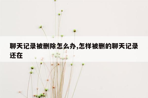 聊天记录被删除怎么办,怎样被删的聊天记录还在