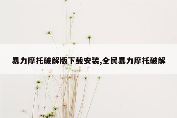 暴力摩托破解版下载安装,全民暴力摩托破解