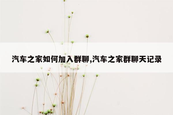 汽车之家如何加入群聊,汽车之家群聊天记录