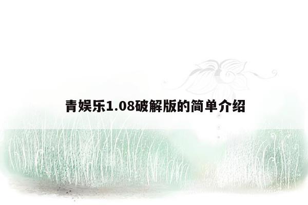 青娱乐1.08破解版的简单介绍