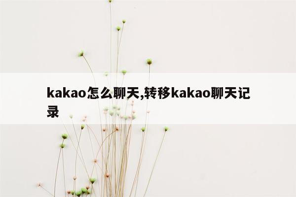 kakao怎么聊天,转移kakao聊天记录