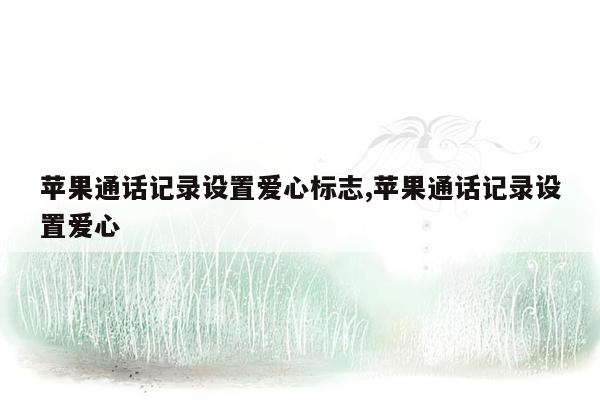 苹果通话记录设置爱心标志,苹果通话记录设置爱心