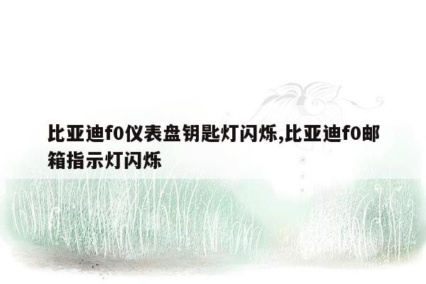 比亚迪f0仪表盘钥匙灯闪烁,比亚迪f0邮箱指示灯闪烁