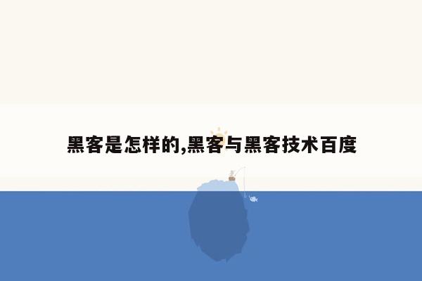 黑客是怎样的,黑客与黑客技术百度