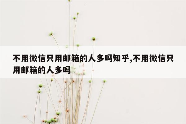 不用微信只用邮箱的人多吗知乎,不用微信只用邮箱的人多吗