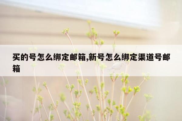 买的号怎么绑定邮箱,新号怎么绑定渠道号邮箱